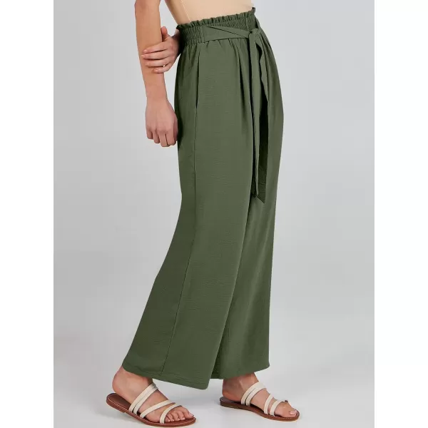 imageANRABESSnbspWomennbspWidenbspLegnbspPalazzo PantsnbspHighnbspWaistnbspTienbspKnotnbspLightweightnbspDressynbspBohonbspLoungenbspPantsnbspTrousersOlive