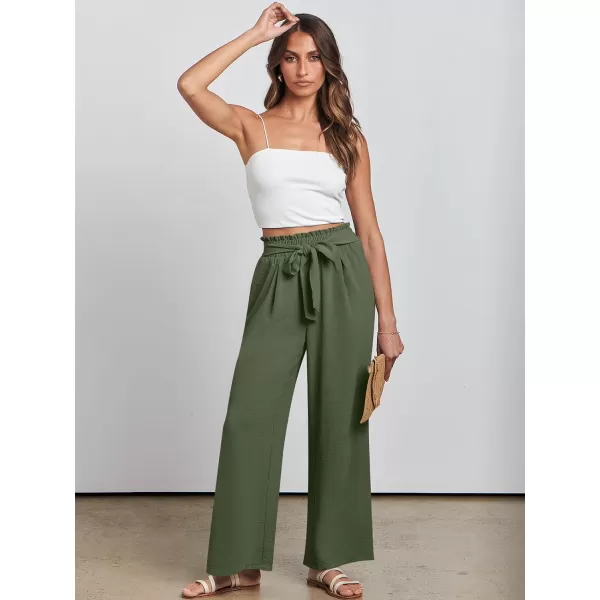 imageANRABESSnbspWomennbspWidenbspLegnbspPalazzo PantsnbspHighnbspWaistnbspTienbspKnotnbspLightweightnbspDressynbspBohonbspLoungenbspPantsnbspTrousersOlive
