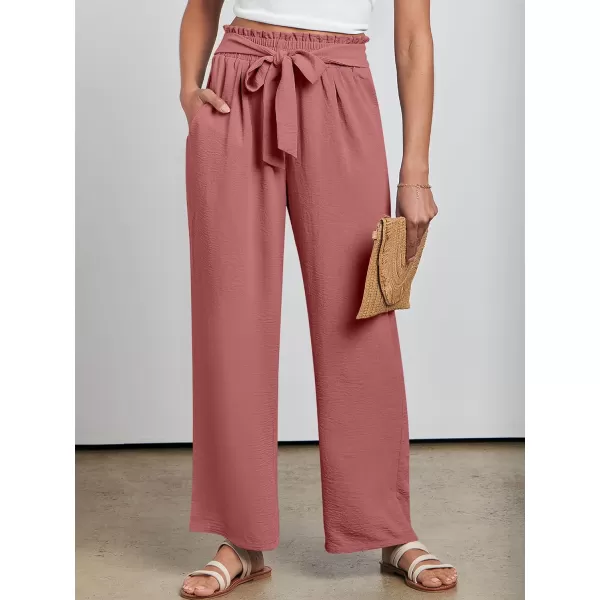 imageANRABESSnbspWomennbspWidenbspLegnbspPalazzo PantsnbspHighnbspWaistnbspTienbspKnotnbspLightweightnbspDressynbspBohonbspLoungenbspPantsnbspTrousersPink