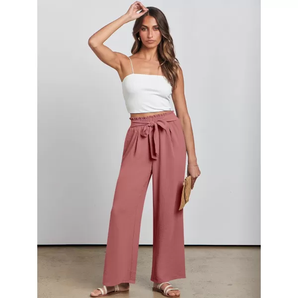 imageANRABESSnbspWomennbspWidenbspLegnbspPalazzo PantsnbspHighnbspWaistnbspTienbspKnotnbspLightweightnbspDressynbspBohonbspLoungenbspPantsnbspTrousersPink