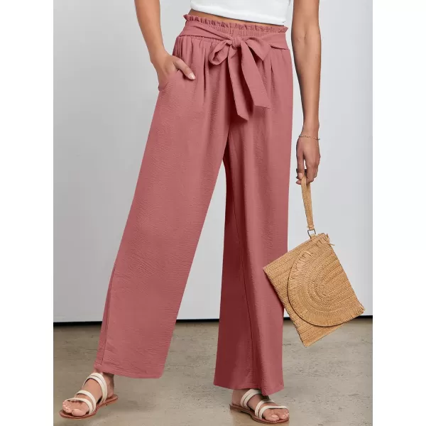 imageANRABESSnbspWomennbspWidenbspLegnbspPalazzo PantsnbspHighnbspWaistnbspTienbspKnotnbspLightweightnbspDressynbspBohonbspLoungenbspPantsnbspTrousersPink