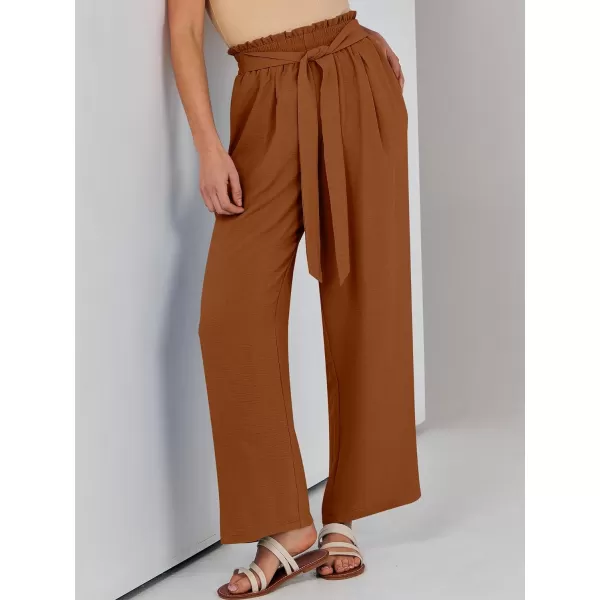 imageANRABESSnbspWomennbspWidenbspLegnbspPalazzo PantsnbspHighnbspWaistnbspTienbspKnotnbspLightweightnbspDressynbspBohonbspLoungenbspPantsnbspTrousersRust