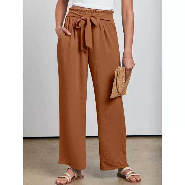 imageANRABESSnbspWomennbspWidenbspLegnbspPalazzo PantsnbspHighnbspWaistnbspTienbspKnotnbspLightweightnbspDressynbspBohonbspLoungenbspPantsnbspTrousersRust