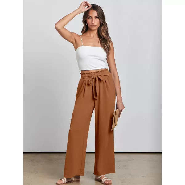 imageANRABESSnbspWomennbspWidenbspLegnbspPalazzo PantsnbspHighnbspWaistnbspTienbspKnotnbspLightweightnbspDressynbspBohonbspLoungenbspPantsnbspTrousersRust