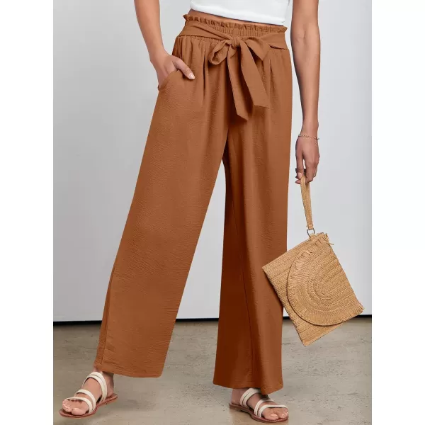 imageANRABESSnbspWomennbspWidenbspLegnbspPalazzo PantsnbspHighnbspWaistnbspTienbspKnotnbspLightweightnbspDressynbspBohonbspLoungenbspPantsnbspTrousersRust