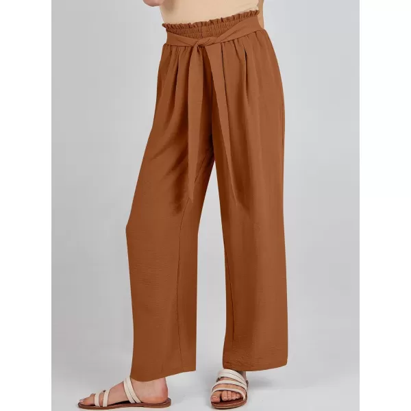 imageANRABESSnbspWomennbspWidenbspLegnbspPalazzo PantsnbspHighnbspWaistnbspTienbspKnotnbspLightweightnbspDressynbspBohonbspLoungenbspPantsnbspTrousersRust