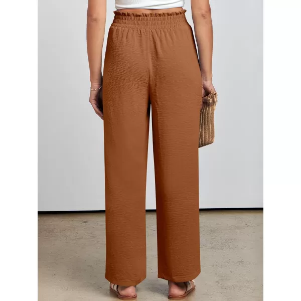 imageANRABESSnbspWomennbspWidenbspLegnbspPalazzo PantsnbspHighnbspWaistnbspTienbspKnotnbspLightweightnbspDressynbspBohonbspLoungenbspPantsnbspTrousersRust
