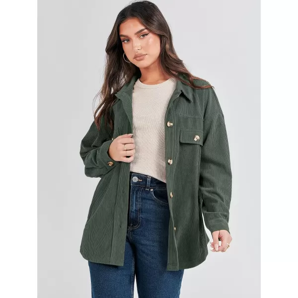 imageANRABESSnbspWomens Corduroy Shacket Oversized Long Sleeve Button Down Shirts 2023 Trendy Cardigan Jacket CoatsArmy Green