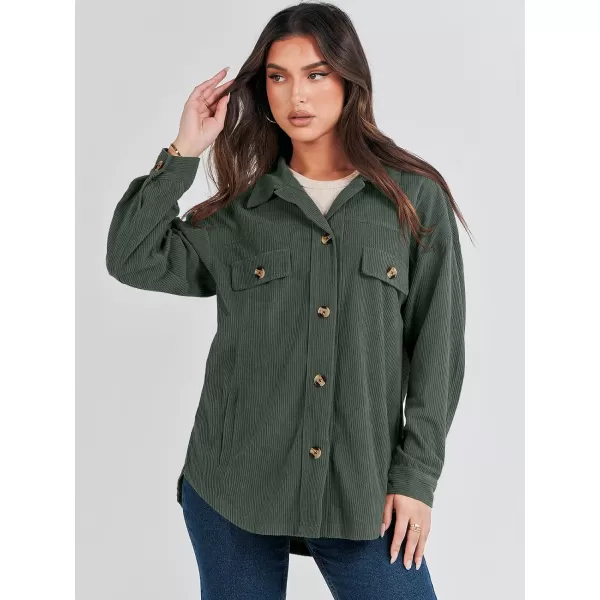 imageANRABESSnbspWomens Corduroy Shacket Oversized Long Sleeve Button Down Shirts 2023 Trendy Cardigan Jacket CoatsArmy Green