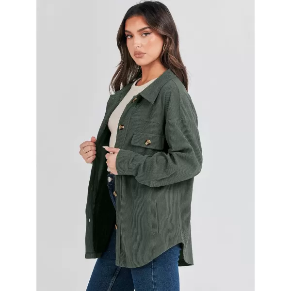 imageANRABESSnbspWomens Corduroy Shacket Oversized Long Sleeve Button Down Shirts 2023 Trendy Cardigan Jacket CoatsArmy Green