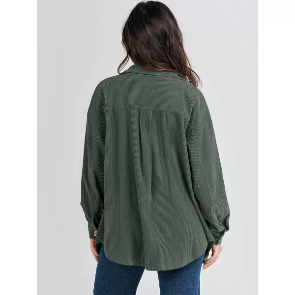imageANRABESSnbspWomens Corduroy Shacket Oversized Long Sleeve Button Down Shirts 2023 Trendy Cardigan Jacket CoatsArmy Green