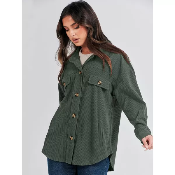 imageANRABESSnbspWomens Corduroy Shacket Oversized Long Sleeve Button Down Shirts 2023 Trendy Cardigan Jacket CoatsArmy Green