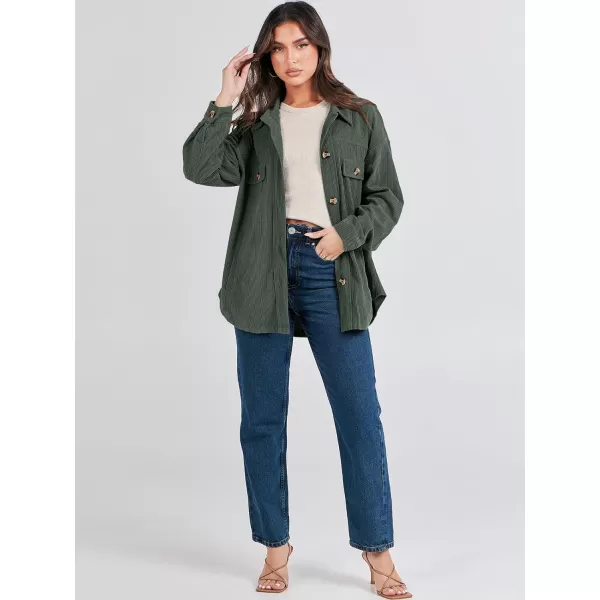 imageANRABESSnbspWomens Corduroy Shacket Oversized Long Sleeve Button Down Shirts 2023 Trendy Cardigan Jacket CoatsArmy Green