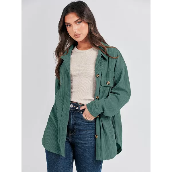 imageANRABESSnbspWomens Corduroy Shacket Oversized Long Sleeve Button Down Shirts 2023 Trendy Cardigan Jacket CoatsLake