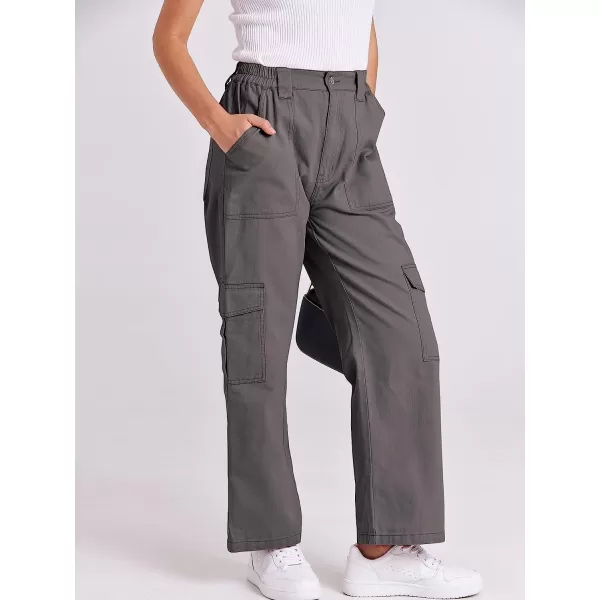 imageANRABESSnbspWomensnbspCargonbspPantsnbspHighnbspWaistednbspBaggynbspMultiplenbspPocketsnbspCasualnbspTrendynbspFashionnbspRelaxednbspFitnbspY2K TrousersDeep Gray