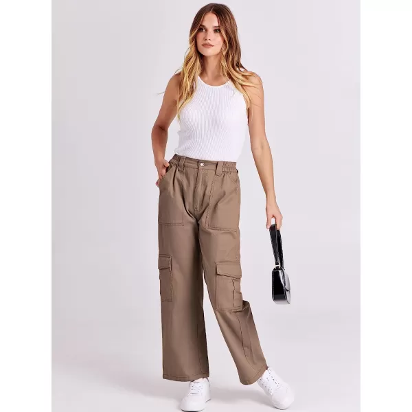 imageANRABESSnbspWomensnbspCargonbspPantsnbspHighnbspWaistednbspBaggynbspMultiplenbspPocketsnbspCasualnbspTrendynbspFashionnbspRelaxednbspFitnbspY2K TrousersLight Brown