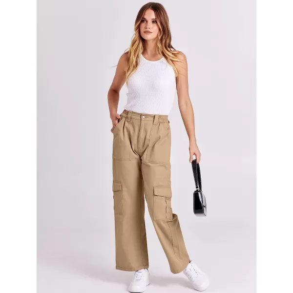 imageANRABESSnbspWomensnbspCargonbspPantsnbspHighnbspWaistednbspBaggynbspMultiplenbspPocketsnbspCasualnbspTrendynbspFashionnbspRelaxednbspFitnbspY2K TrousersKhaki
