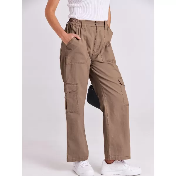 imageANRABESSnbspWomensnbspCargonbspPantsnbspHighnbspWaistednbspBaggynbspMultiplenbspPocketsnbspCasualnbspTrendynbspFashionnbspRelaxednbspFitnbspY2K TrousersLight Brown