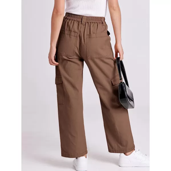 imageANRABESSnbspWomensnbspCargonbspPantsnbspHighnbspWaistednbspBaggynbspMultiplenbspPocketsnbspCasualnbspTrendynbspFashionnbspRelaxednbspFitnbspY2K TrousersBrown