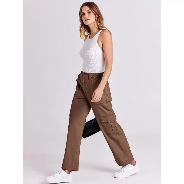 imageANRABESSnbspWomensnbspCargonbspPantsnbspHighnbspWaistednbspBaggynbspMultiplenbspPocketsnbspCasualnbspTrendynbspFashionnbspRelaxednbspFitnbspY2K TrousersBrown