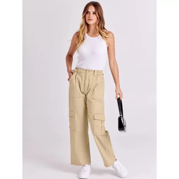 imageANRABESSnbspWomensnbspCargonbspPantsnbspHighnbspWaistednbspBaggynbspMultiplenbspPocketsnbspCasualnbspTrendynbspFashionnbspRelaxednbspFitnbspY2K TrousersBeige