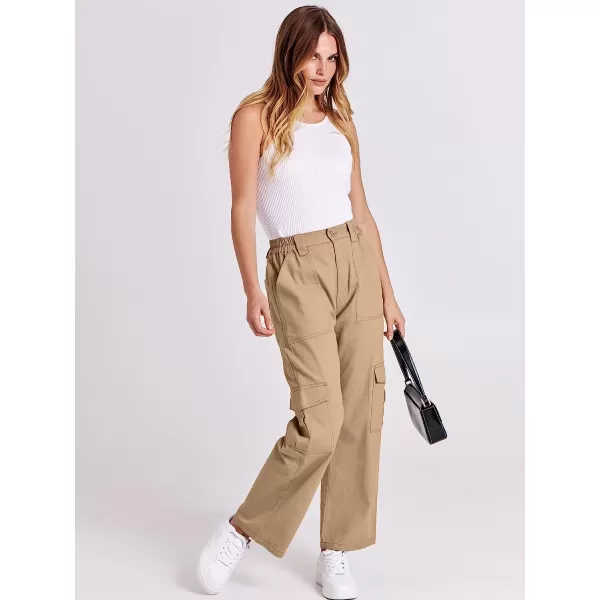 imageANRABESSnbspWomensnbspCargonbspPantsnbspHighnbspWaistednbspBaggynbspMultiplenbspPocketsnbspCasualnbspTrendynbspFashionnbspRelaxednbspFitnbspY2K TrousersKhaki
