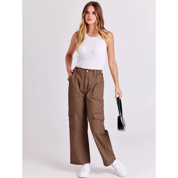 imageANRABESSnbspWomensnbspCargonbspPantsnbspHighnbspWaistednbspBaggynbspMultiplenbspPocketsnbspCasualnbspTrendynbspFashionnbspRelaxednbspFitnbspY2K TrousersBrown