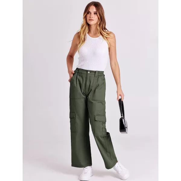 imageANRABESSnbspWomensnbspCargonbspPantsnbspHighnbspWaistednbspBaggynbspMultiplenbspPocketsnbspCasualnbspTrendynbspFashionnbspRelaxednbspFitnbspY2K TrousersArmy Green