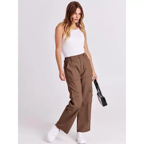 imageANRABESSnbspWomensnbspCargonbspPantsnbspHighnbspWaistednbspBaggynbspMultiplenbspPocketsnbspCasualnbspTrendynbspFashionnbspRelaxednbspFitnbspY2K TrousersBrown