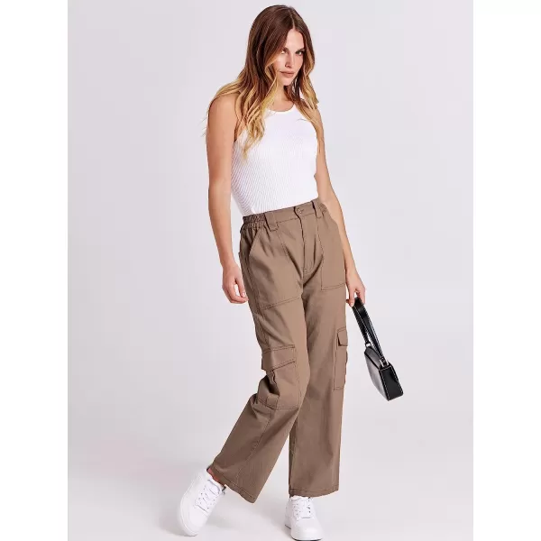 imageANRABESSnbspWomensnbspCargonbspPantsnbspHighnbspWaistednbspBaggynbspMultiplenbspPocketsnbspCasualnbspTrendynbspFashionnbspRelaxednbspFitnbspY2K TrousersLight Brown