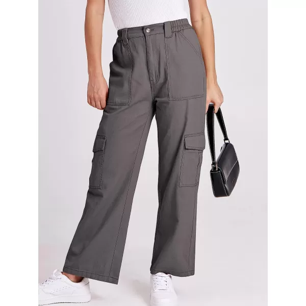 imageANRABESSnbspWomensnbspCargonbspPantsnbspHighnbspWaistednbspBaggynbspMultiplenbspPocketsnbspCasualnbspTrendynbspFashionnbspRelaxednbspFitnbspY2K TrousersDeep Gray