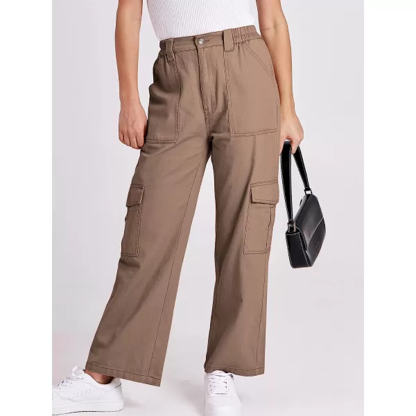 imageANRABESSnbspWomensnbspCargonbspPantsnbspHighnbspWaistednbspBaggynbspMultiplenbspPocketsnbspCasualnbspTrendynbspFashionnbspRelaxednbspFitnbspY2K TrousersLight Brown