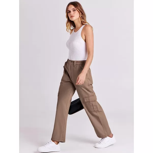 imageANRABESSnbspWomensnbspCargonbspPantsnbspHighnbspWaistednbspBaggynbspMultiplenbspPocketsnbspCasualnbspTrendynbspFashionnbspRelaxednbspFitnbspY2K TrousersLight Brown