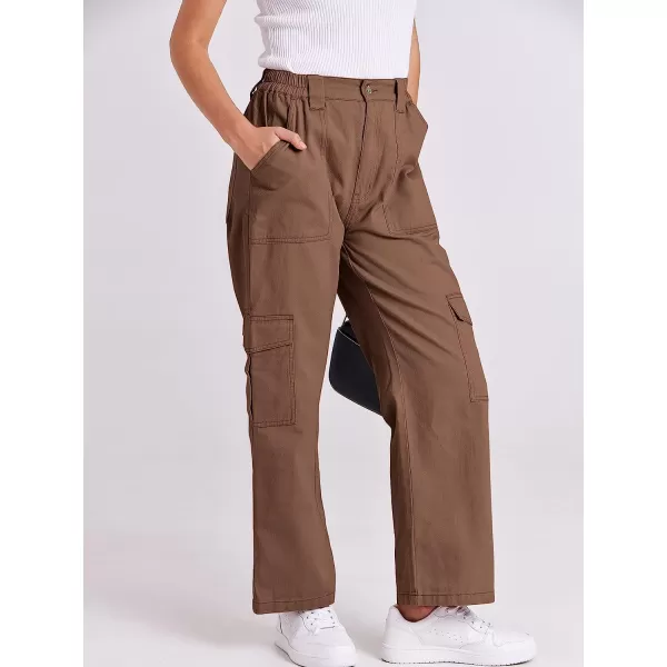 imageANRABESSnbspWomensnbspCargonbspPantsnbspHighnbspWaistednbspBaggynbspMultiplenbspPocketsnbspCasualnbspTrendynbspFashionnbspRelaxednbspFitnbspY2K TrousersBrown