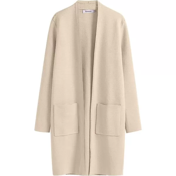 imageANRABESS Cardigan Sweater for Women Casual 2023 Fall Fashion Clothes Classy Long Sleeve Open Front Knit CoatiganBeige