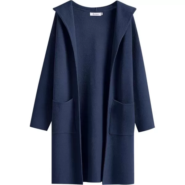 imageANRABESS Cardigan for Women Open Front Oversized Hoodie Sweater Coat Casual Pockets Knit Coatigan Jacket 2023 TrendyDeep Blue