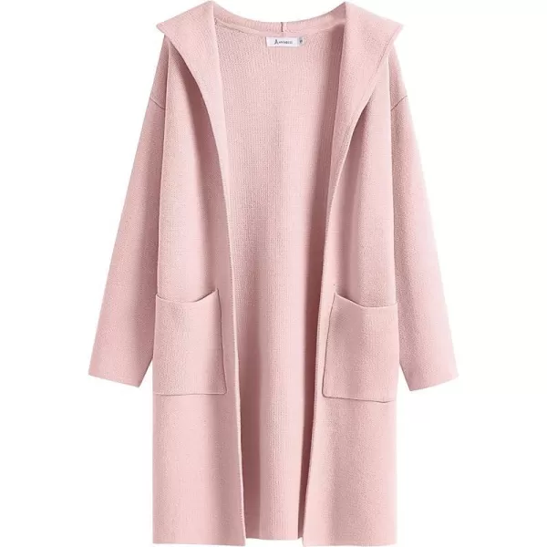 imageANRABESS Cardigan for Women Open Front Oversized Hoodie Sweater Coat Casual Pockets Knit Coatigan Jacket 2023 TrendyPink