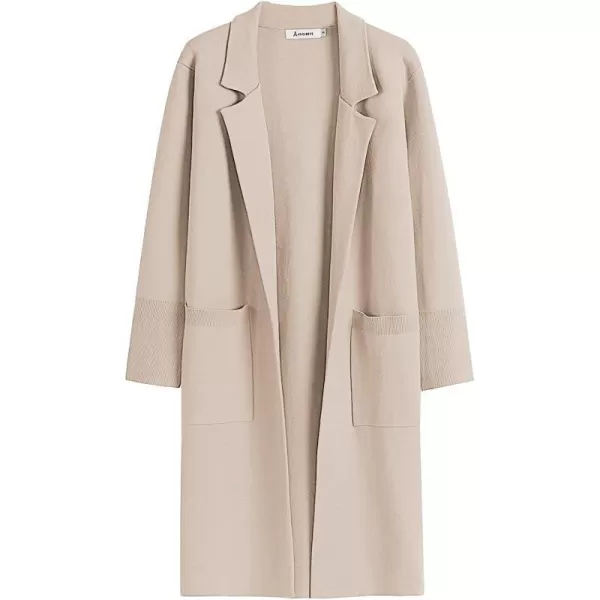 imageANRABESS Cardigan for Women Oversized Open Front Long Sleeve Lapel Sweater Blazer Coat Fall Outwear CoatiganApricot