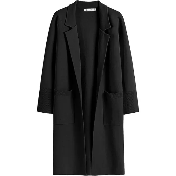 imageANRABESS Cardigan for Women Oversized Open Front Long Sleeve Lapel Sweater Blazer Coat Fall Outwear CoatiganBlack
