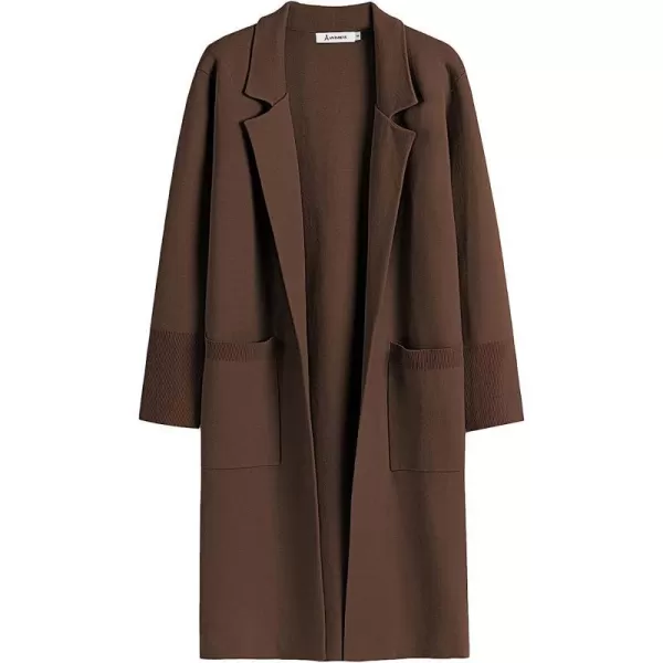 imageANRABESS Cardigan for Women Oversized Open Front Long Sleeve Lapel Sweater Blazer Coat Fall Outwear CoatiganCoffee