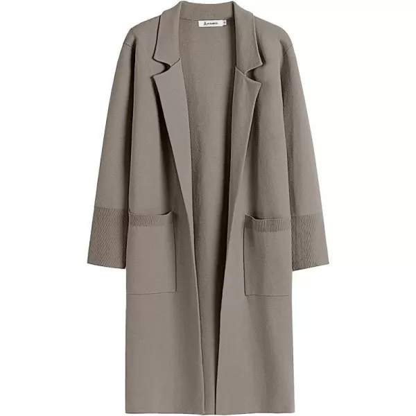imageANRABESS Cardigan for Women Oversized Open Front Long Sleeve Lapel Sweater Blazer Coat Fall Outwear CoatiganGray