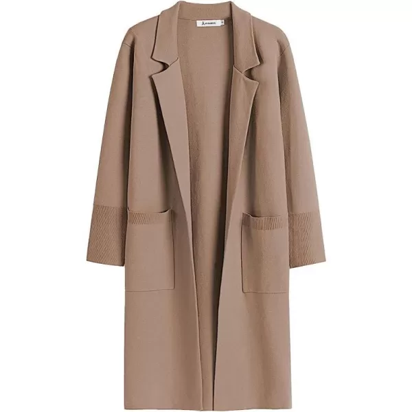 imageANRABESS Cardigan for Women Oversized Open Front Long Sleeve Lapel Sweater Blazer Coat Fall Outwear CoatiganKhaki