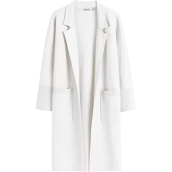 imageANRABESS Cardigan for Women Oversized Open Front Long Sleeve Lapel Sweater Blazer Coat Fall Outwear CoatiganWhite