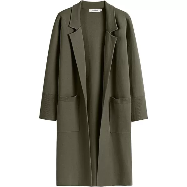 imageANRABESS Cardigan for Women Oversized Open Front Sweater Coat Long Sleeve Lapel Blazer Jacket Fall Outwear CoatiganArmy Green