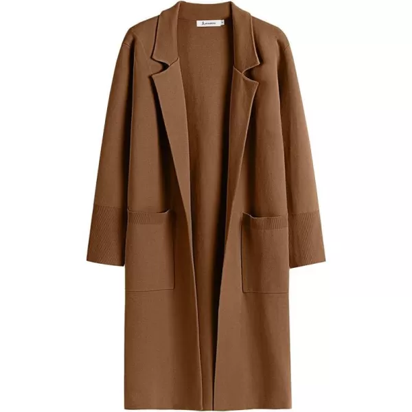 imageANRABESS Cardigan for Women Oversized Open Front Sweater Coat Long Sleeve Lapel Blazer Jacket Fall Outwear CoatiganCaramel