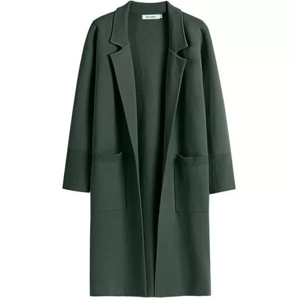 imageANRABESS Cardigan for Women Oversized Open Front Sweater Coat Long Sleeve Lapel Blazer Jacket Fall Outwear CoatiganDeep Green