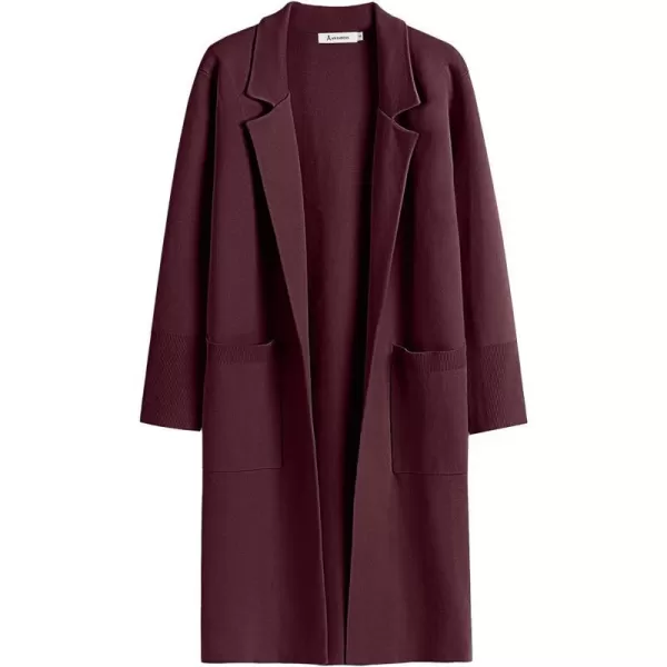 imageANRABESS Cardigan for Women Oversized Open Front Sweater Coat Long Sleeve Lapel Blazer Jacket Fall Outwear CoatiganMaroon