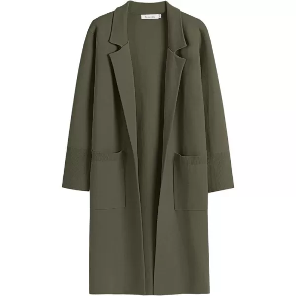 imageANRABESS Cardigan for Women Oversized Open Front Sweater Coat Long Sleeve Lapel Blazer Jacket Fall Outwear CoatiganOlive