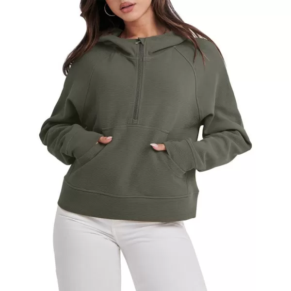 imageANRABESS Half Zip Sweatshirts Cropped Hoodies Fleece Womens Quarter Zip Up Pullover Sweaters Fall Outfits 2023 Winter ClothesArmy Green