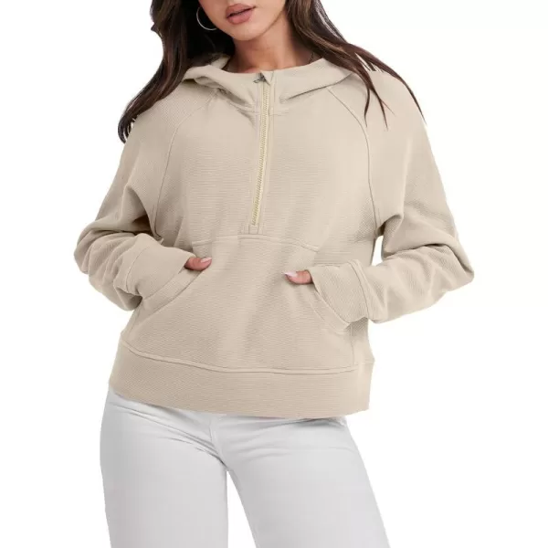 imageANRABESS Half Zip Sweatshirts Cropped Hoodies Fleece Womens Quarter Zip Up Pullover Sweaters Fall Outfits 2023 Winter ClothesBeige